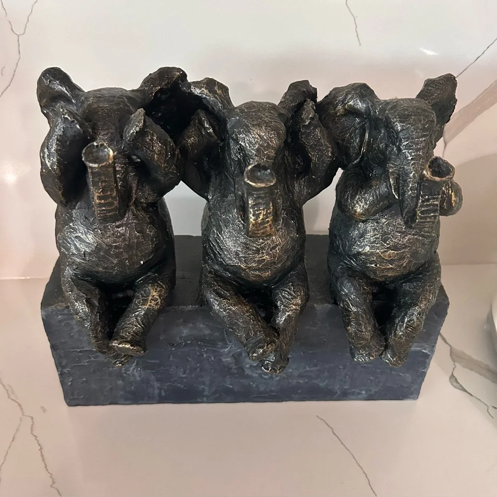 Pier 1 ELEPHANTS SIT ON BASE SEE HEAR SPEAK NO EVIL 10